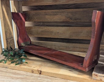 Vintage Wooden Book Trough Shelf, Tabletop Bookshelf, Rustic Farmhouse Book Display