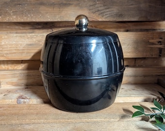 Vintage Insulex Ice Bucket | Black Insulated Barware | Made in England | Mid Century Drinks Cooler