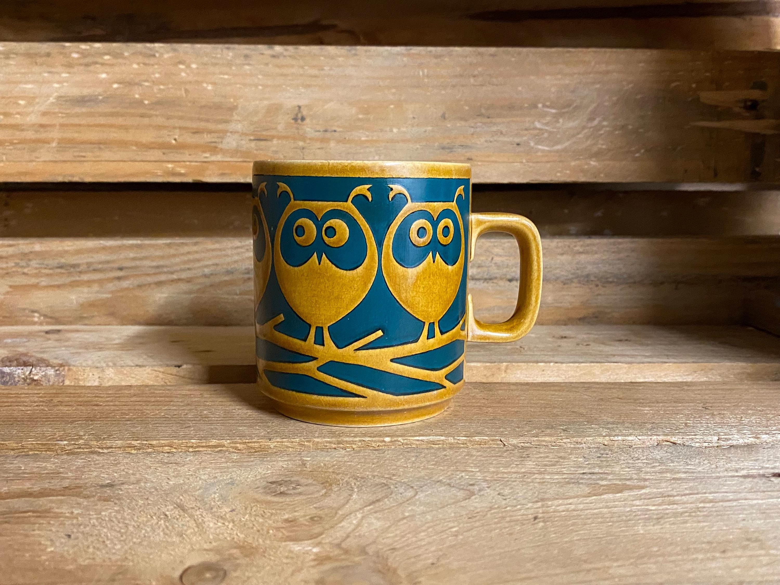 Vintage 1974 Hornsea ohn Clappison Pottery Owl Mug Mid Century English Ceramic Coffee Cup