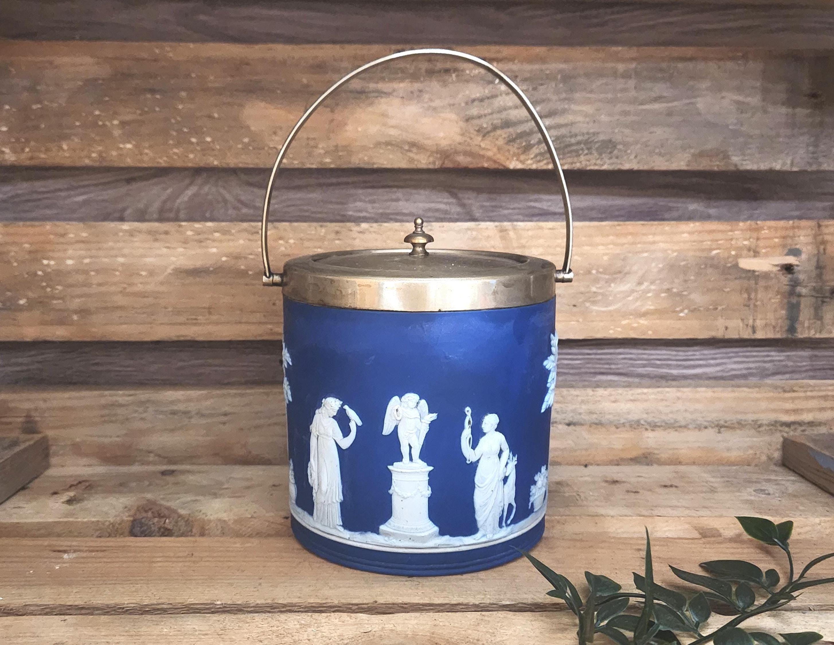 Antique Cobalt Blue Biscuit Jar - Etsy