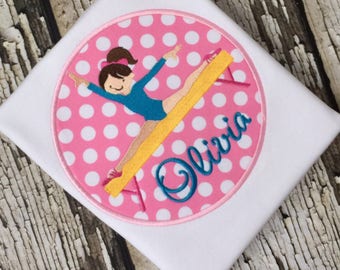 Camisa de gimnasia - Camisa de Barra de Equilibrio para Niñas - Camisa de Viga de Gimnasia Personalizada - Camisa con Monograma