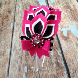 Hot Pink / Black Dahlia Felt Headband - Felt Petals Headband - Black ...
