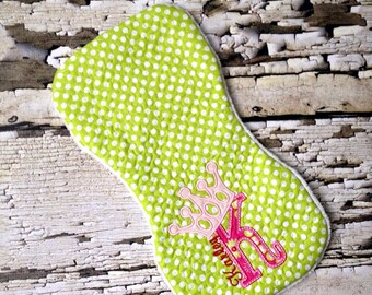 Girls Quilted Burp Cloth- Custom Shower Gift for Baby Girl - Quilted Pink Monogrammed Burp Cloth