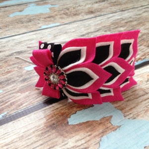 Hot Pink / Black Dahlia Felt Headband - Felt Petals Headband - Black ...