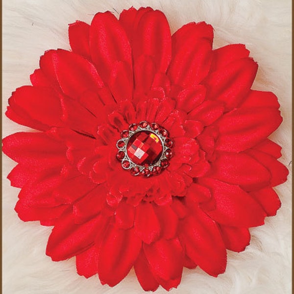 Flower Hair Clip  - Daisy   Red