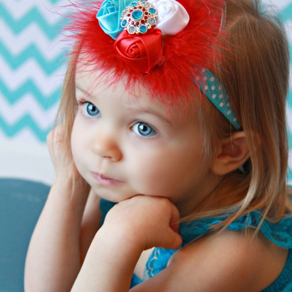 Bandeau Rouge Turquoise Blanc - Bandeau à Pois - Bandeau Satin Rose Baby - Bandeau Rouge - Seuss Inspired