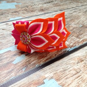 Hot Pink / Orange Dahlia Felt Headband - Felt Petals Headband - Orange ...
