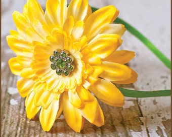 Girls Yellow Daisy Flower Headband - Garden Daisy Satin Lined Metal Headband - Yellow Teen Headband- Yellow Todder Headband