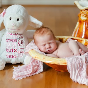 Personalisiertes Stofftier - Geburtsanzeige Stofftier - U-Bahn Kunst Baby Geschenk - Geburtsgeschenk für Neugeborene - Baby Foto Requisite