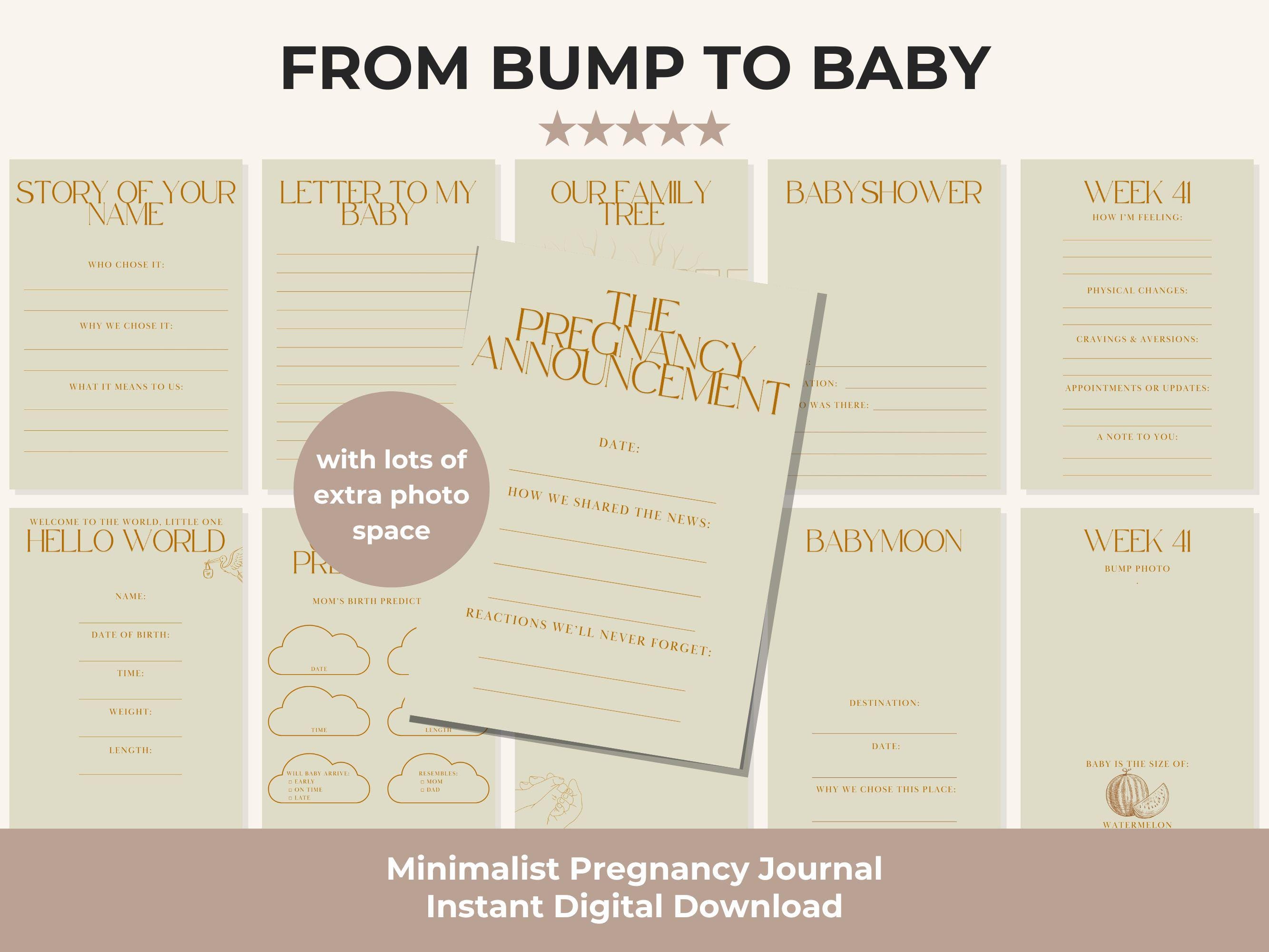 Minimalist Pregnancy Journal Printable | Baby Memory Book PDF | Neutral Baby Book | Bump to Baby ...