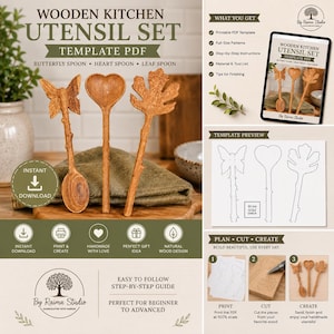 Wooden Potion Spoon Template PDF | Mud Kitchen Pattern | Montessori Sensory Play | Instant Download