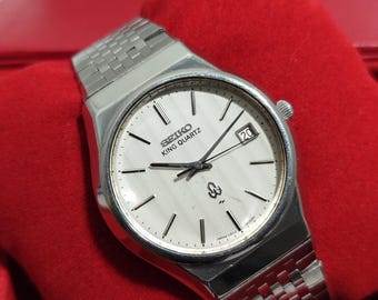 Vintage Rare Seiko King Quartz Silver Linen Dial 37MM 0852A NOV 1976 JDM