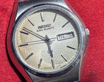 Vintage Seiko King Quartz Fudge Textured Dial 38MM 5856 8000 July 1977 JDM