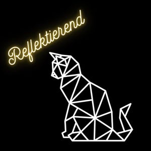 Reflective Iron-On Cat (Geometric Design) | Low Poly Cat Iron-On | Reflective Film Iron-On Patch for Jacket, Hoodie, Backpack | Silver