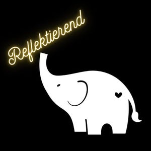 Reflective iron-on elephant patch 6 x 5 cm | Cute elephant with heart | Reflective foil iron-on for shirts, jackets, backpacks, etc. | Silver