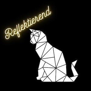 Reflective Iron-On Cat (Geometric Design) | Iron On / HTV | Low Poly Cat Iron-On Patch | Reflective Film for Jacket, Hoodie, Backpack