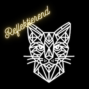 Reflecterende strijkpatch met kat – Geometrische veelhoekige kat – Strijkbaar / Hitteoverdrachtvinyl – voor hoodie, jas, tas, zilverkleurig reflecterend
