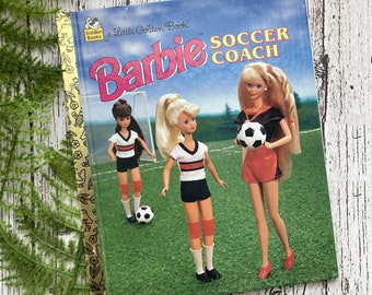 Vintage Barbie - Little Golden Book Barbie - 1995 - Vintage Little Golden Book - Barbie Soccer Coach - Very Good Condition