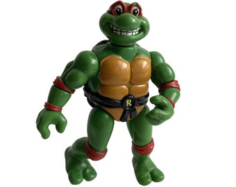 Vintage 1992 TMNT Teenage Mutant Ninja Turtles Raph Raphael Head Spinning Action Figure - Playmates - Red Ninja Turtle - '90s