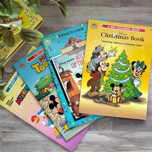 Vintage Disney Coloring Books Set • 1980s and 1990s Mickey & Friends • Unused Big Golden Books • Retro Disney Collectibles • Lot of 4