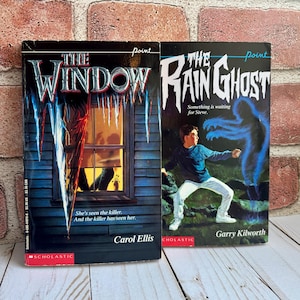 Set of 2 Vintage 1990s Point Horror Books – The Rain Ghost & The Window – 90s Teen Thriller Paperbacks – Scary Stories Collection