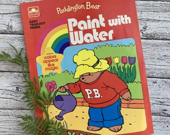 Vintage Paddington Bear - Paint with Water - A Golden Book - 1988 - Easy Tear-Out Pages - Unused  - Vintage Coloring Book - 1980s