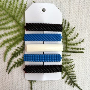 Vintage 80s Plastic Barrettes: Retro Snap Hair Clips, Set of 5