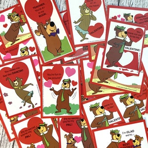 Set of 5 Random Vintage Yogi Bear Valentine's Day Cards 1989 Vintage Valentine's Day Cards Yogi Bear Boo-Boo Cindy Bear image 1