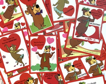 Set of 5 Random Vintage Yogi Bear Valentine's Day Cards - 1989 - Vintage Valentine's Day Cards - Yogi Bear - Boo-Boo - Cindy Bear