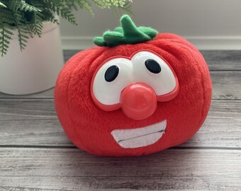 Vintage Veggie Tales Bob the Tomato Beanbag Plush - C. R. Gibson - 1990s Stuffed Toy - Tomato Plush