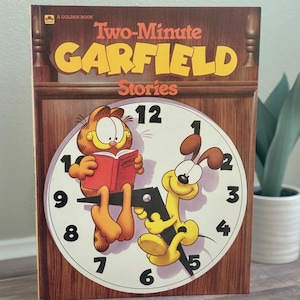 Vintage Two-Minute Garfield Stories Book Golden Book 1980s Comic Humor | Retro Garfield Collectible | Jim Davis Odie Cat Gift