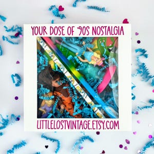 90s Nostalgia Gift Box | Troll Doll, TY Beanie, Barbie, Lisa Frank NKOTB Stickers – Retro Toy Surprise Box for Adults - Gen X Gifts