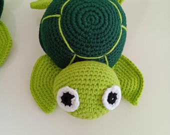 Tortuga marina de amigurumi tejida a crochet, juguete de peluche hecho a mano para niños