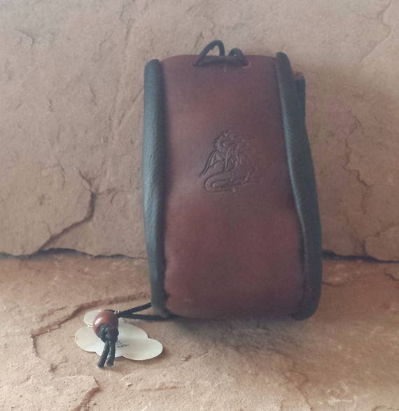 4 Brown Genuine Leather Small 3/" Drawstring Pouch Bag Jewelry Coin Renaissance
