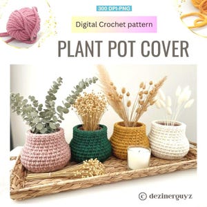 Crochet Plant Pot Cover Pattern, Boho Macrame Holder (Digital Download)