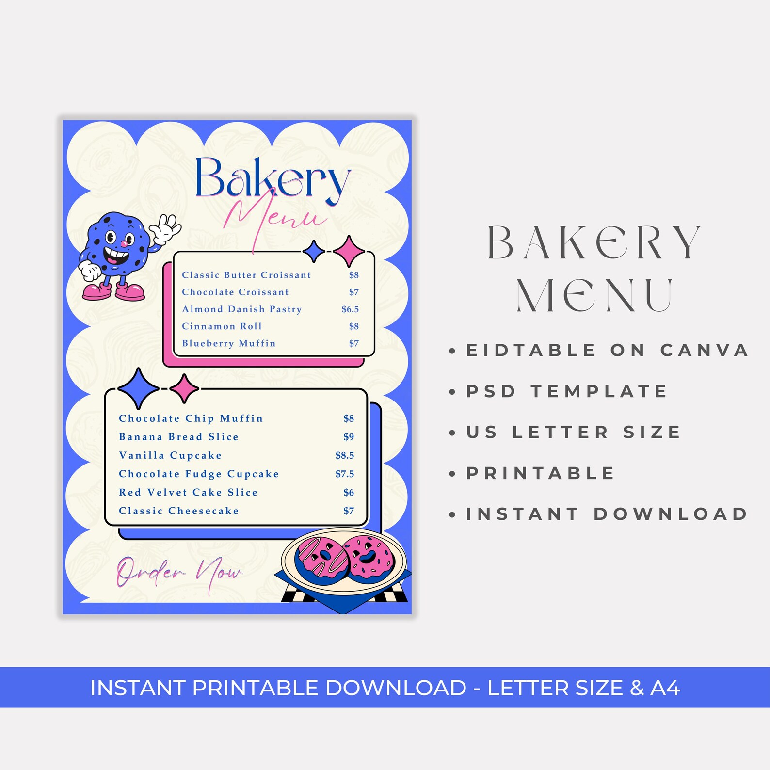 Bakery Menu Template | Bakery Price List (canva Editable) - Etsy