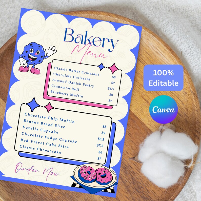 Bakery Menu Template | Bakery Price List (canva Editable) - Etsy