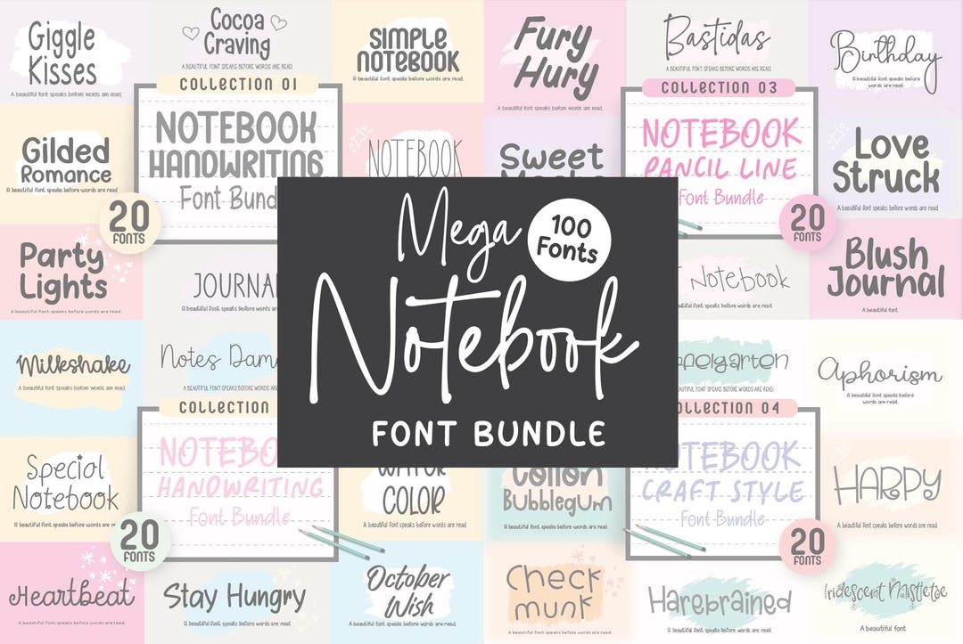MEGA Handwriting Font Bundle, Decorative Fonts, Font Bundle for Cricut ...