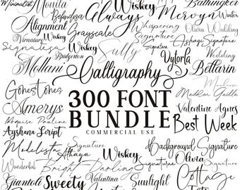 300+ Kalligraphie-Schriftarten-Bundle: Dekorative Schriftarten für Cricut, Handschrift-Schriftarten, Hochzeitsschriftarten, Schreibschrift-Schriftarten, Procreate-Schriftarten