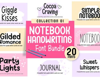 Notebook Handwriting Font Bundle: 20 Calligraphy, Script, Procreate Fonts