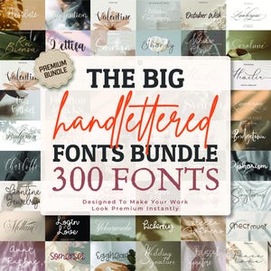 300+ Handlettered Fonts Bundle: Calligraphy, handwriting fonts, Script Fonts, font bundle, Cursive, Procreate fonts, Cute Fonts, Cricut Font