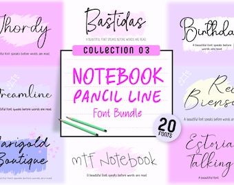 Pencil Fonts Bundle: Calligraphy font, handwriting fonts, font bundle, Cursive, Procreate fonts, Cute Fonts, Cricut Font, Goodnotes fonts