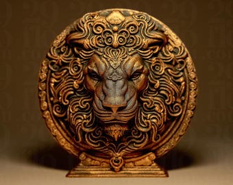 Astro Leo – Escultura del signo zodiacal Leo – Estatua decorativa de bronce antiguo – Impresa en 3D a mano – Regalo astrológico
