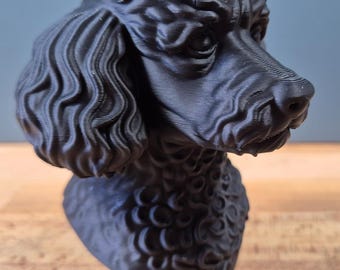 Busto de caniche miniatura – Elegante estatua de perro – Decoración moderna impresa en 3D – Regalo para amantes de los perros
