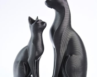 Estatua de gata madre y gatito – Escultura minimalista moderna – Decoración elegante para amantes de los gatos – Regalo original