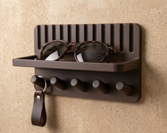 Moderner, wandmontierter Schlüsselhalter mit Ablage – Halterung für Schlüssel, Brille und Accessoires – Minimalistische Dekoration