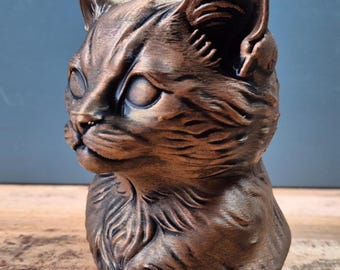 Busto de gatito – Escultura decorativa de gato impresa en 3D – Estatua felina moderna – Regalo para amantes de los gatos