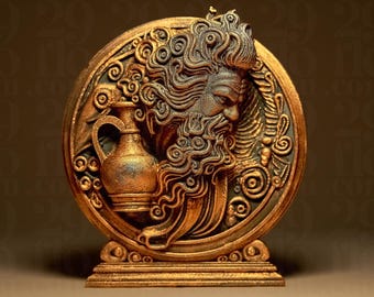 Estatua astrológica de Acuario impresa en 3D – Portador de Agua del Zodiaco – Decoración mística en bronce o negro.