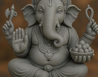 Estatua de Ganesha impresa en 3D – Decoración zen y espiritual – Idea de regalo Feng Shui – Escultura hindú