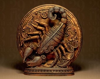 Escorpión astrológico – Estatua del signo zodiacal Escorpio impresa en 3D – Decoración con efecto bronce místico – Regalo de astrología